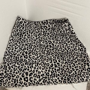 H&M &Denim Skirt - White & Leopard Print
